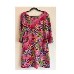 Vibrant Garnet Hill in Paris Floral Shift Mini Dress